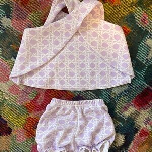The Beaufort Bonnet Company Lavender Patterned Diaper Cover Set